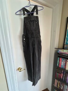 GAP Washed Black Denim Overalls with Bib Pocket
